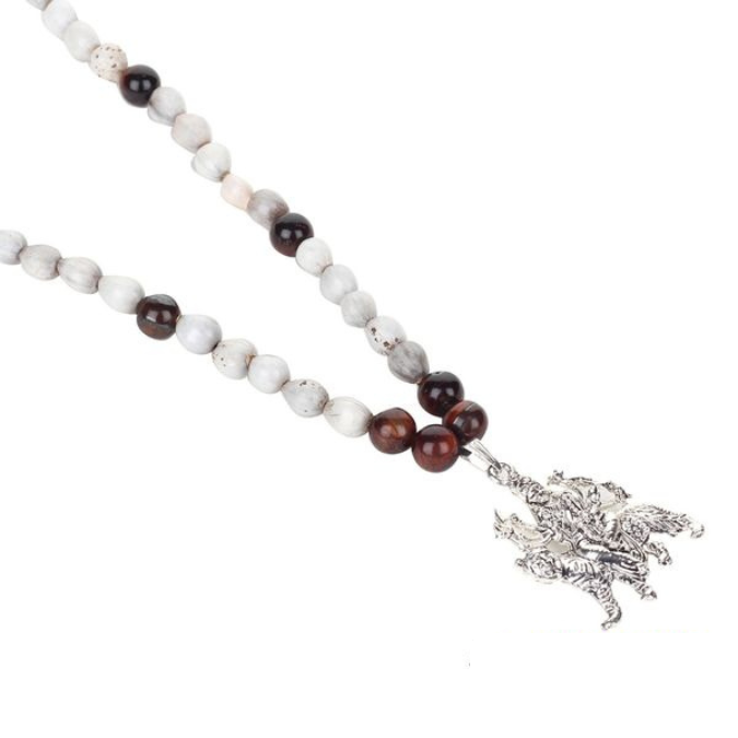 Natural Vaijanti Bead & Tiger Eye With Stainless Steel Mata Rani Pendant