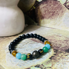 Natural Mix Crystal Ma Laxmi Mantra Money Flow Charm Bracelet