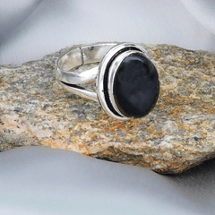 Natural Black Tourmaline Protection Adjustable Ring