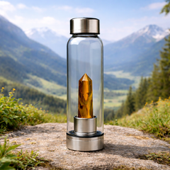 Natural Tiger Eye Pencil With Glass Water Bottle