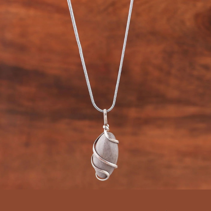 Natural Narmadeshwar Shivling Goodluck Wealth Charm Pendant With Chain