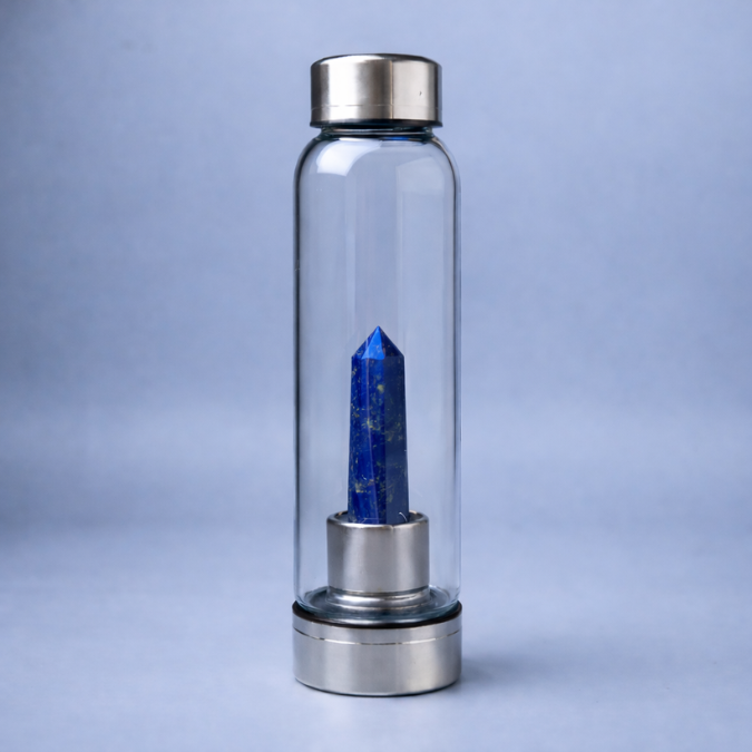 Natural Lapis Lazuli Pencil With Glass Water Bottle