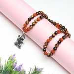 Natural Rudraksha & Tiger Eye Stone Stainless Steel Shiva Pendant