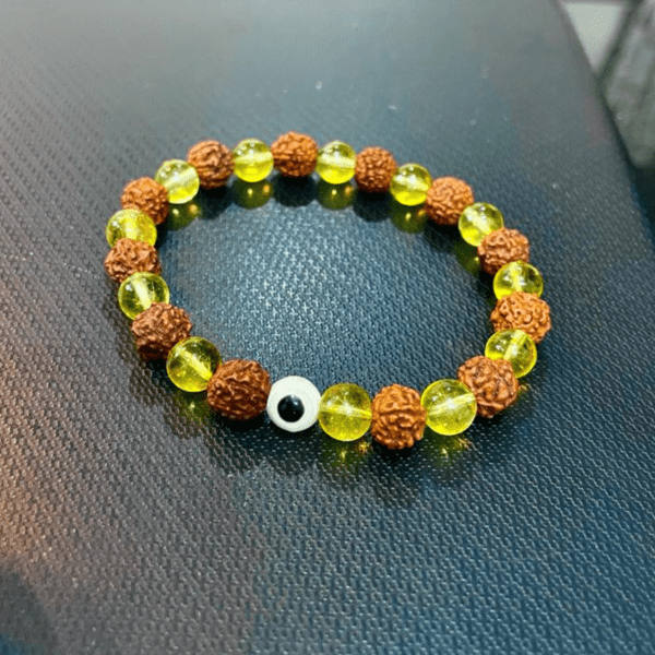 Natural Rudraksha & Citrine Goodluck Charm Bracelet