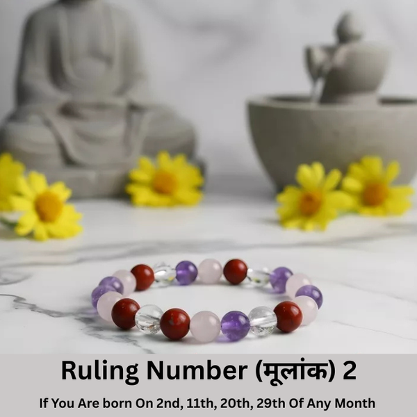 Natural Crystal Ruling Number ( मूलांक ) 2 Bracelet