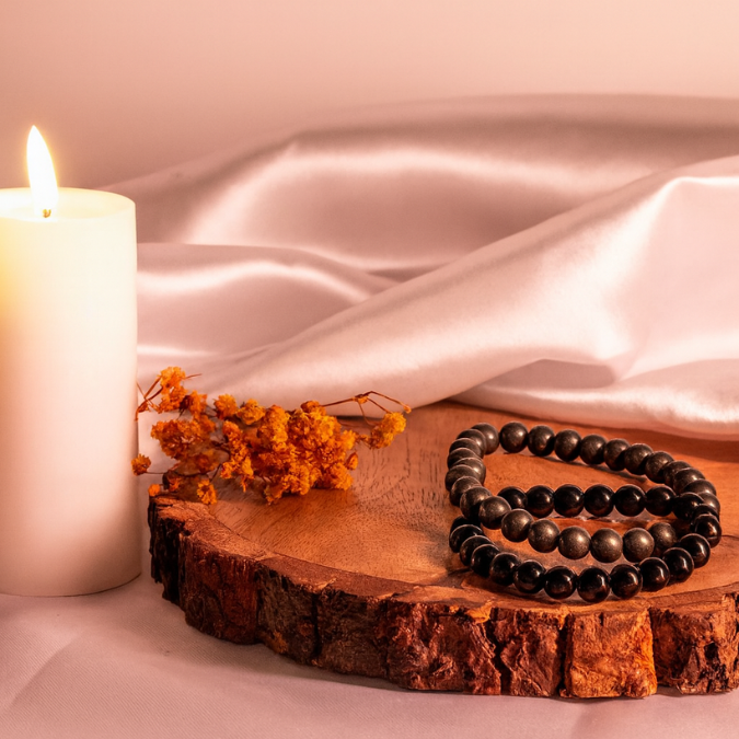 Natural Pyrite With Black Obsidian Richie Rich Combo Bracelet