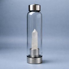 Natural Crystal Quartz Pencil With Glass Water Bottle
