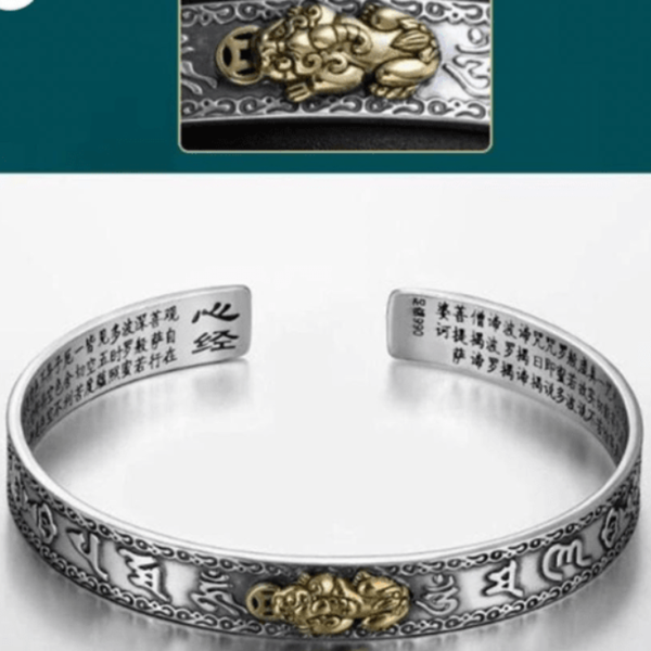 Thai Silver Fengshui Pixiu Goodluck & Wealth Charm Bracelet