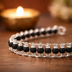 Natural Karungali Fine Silver Plated Bracelet