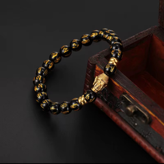 Natural Obsidian Om Mani Goodluck Bracelet