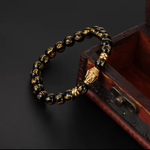 Natural Obsidian Om Mani Goodluck Bracelet