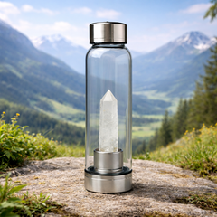 Natural Crystal Quartz Pencil With Glass Water Bottle