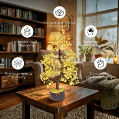 Natural Citrine 300 Chips Crystal Tree with Wooden Base