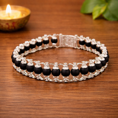 Natural Karungali Fine Silver Plated Bracelet
