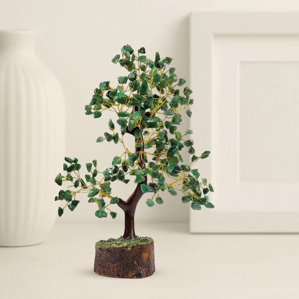 Natural Green Aventurine 300 Chips Crystal Tree with Wooden Base