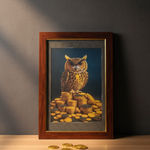 Natural Pyrite Money Owl Yantra Frame For Office & Home