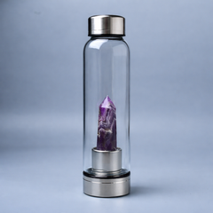 Natural Amethyst Pencil With Glass Water Bottle
