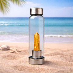 Natural Citrine Pencil With Glass Water Bottle