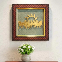 Natural Pyrite Surya 7 Golden Horses Yantra Frame For Office & Home