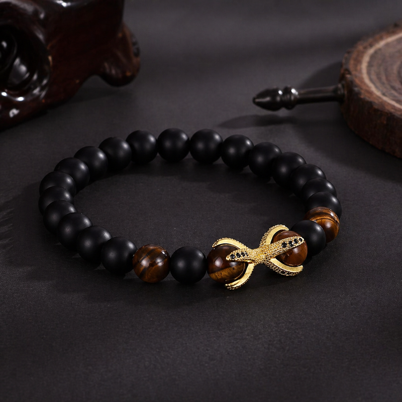 Natural Tiger Eye & Matt Agate Protection Bracelet