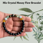 Natural Mix Crystal Ma Laxmi Mantra Money Flow Charm Bracelet