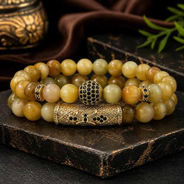 Natural Golden Tiger Eye Stone Charm Bracelet