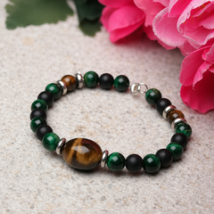 Natural Green Tiger Eye & Brown Tiger Eye Tumble Bead Bracelet