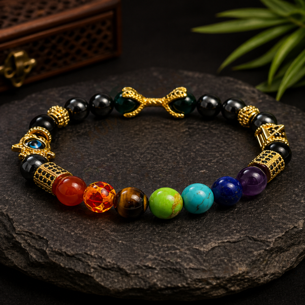 Natural 7 Chakra Stone Yantra Wealth Bracelet