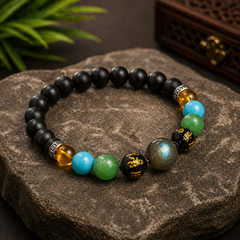 Natural Mix Crystal Ma Laxmi Mantra Money Flow Charm Bracelet