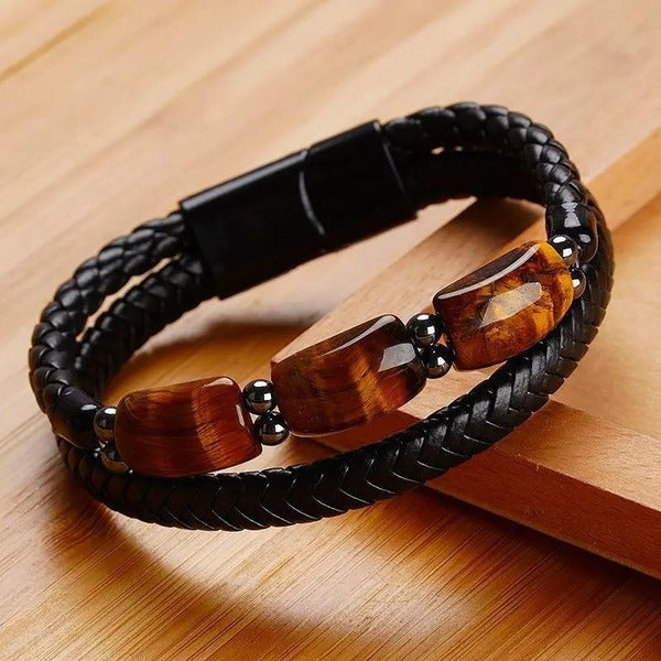 Flat Braided Genuine Leather Bracelet