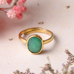Natural Emerald ( Panna Stone ) Ashtadhatu Adjustable Ring