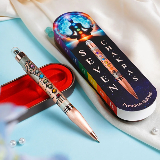 Natural 7 Chakra Stone Writing Pen