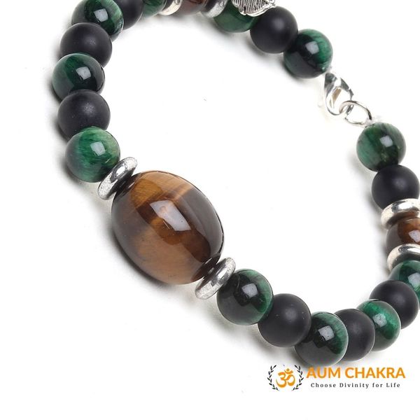 Natural Green Tiger Eye & Brown Tiger Eye Tumble Bead Bracelet