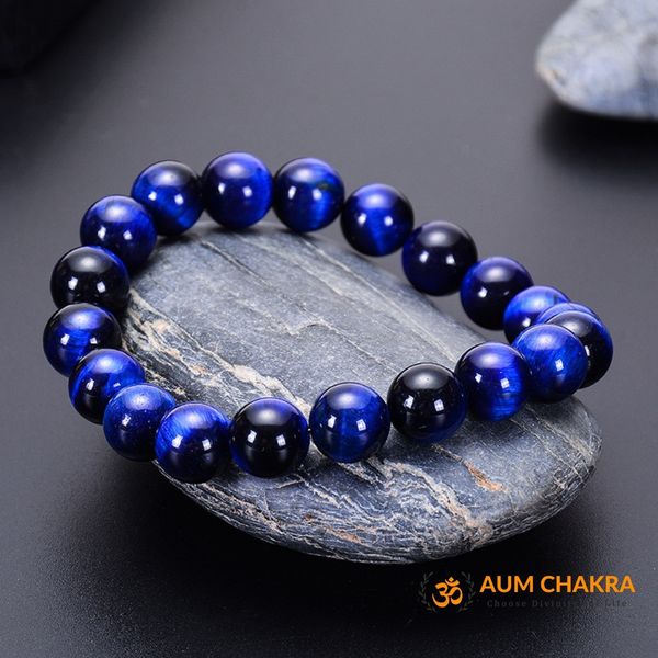 Natural Blue Tiger Eye Stone Bracelet For Good Luck