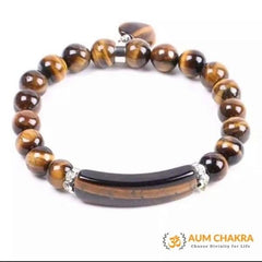 Natural Tiger Eye Heart Charm Bracelet