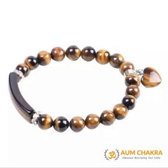 Natural Tiger Eye Heart Charm Bracelet