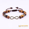 Natural Brown Tiger Eye Stone Infinity Charm Bracelet