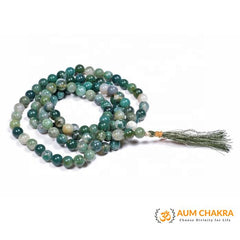 Natural Moss Agate Japa Mala