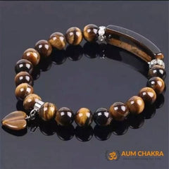 Natural Tiger Eye Heart Charm Bracelet