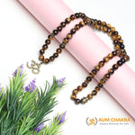 Natural Tiger Eye Om Buddha Happiness Pendant Mala