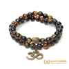 Natural Mix Tiger Eye Om Buddha Bracelet