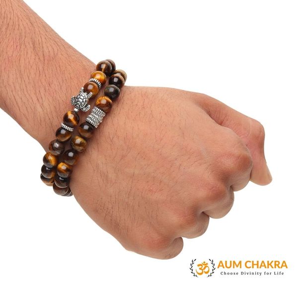 Natural Tiger Eye Tortoise Pair Bracelet