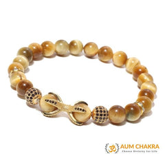 Natural Golden Tiger Eye Stone Double Charm Ball Bracelet
