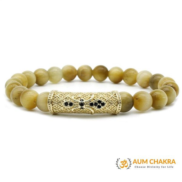 Natural Golden Tiger Eye Stone Charm Bracelet