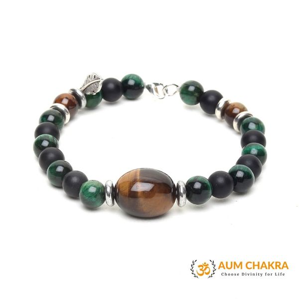 Natural Green Tiger Eye & Brown Tiger Eye Tumble Bead Bracelet