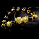 Natural Black Obsidian Stone Feng Shui Pixiu Wealth Bracelet